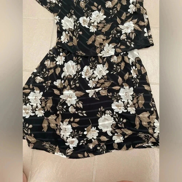 LUCKY BRAND ONE SHOULDER FLORAL MINI DRESS SIZE M BLACK/MULTI - Picture 12 of 15